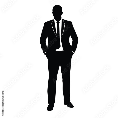 a black silhouette of a man in a formal attire