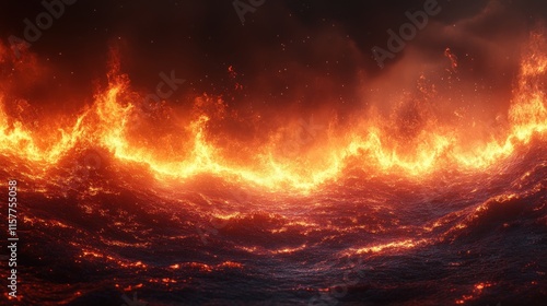 Wallpaper Mural A fiery landscape depicting molten lava flowing and glowing intensely. Torontodigital.ca