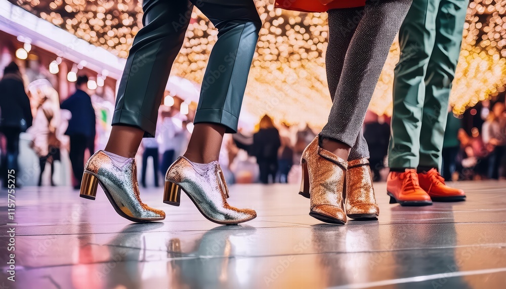 CloseUp of Vibrant Legs Dancing in a Disco, Surrounded by Colorful Lights and Shiny Attire, Capturing the Energy and Excitement of a Night Out on the Dance Floor CloseUp of Vibrant Legs Dancing in a Disco, Surrounded by Colorful Lights and Shiny Attire, Capturing the Energy and Excitement of a Night Out on the Dance Floor