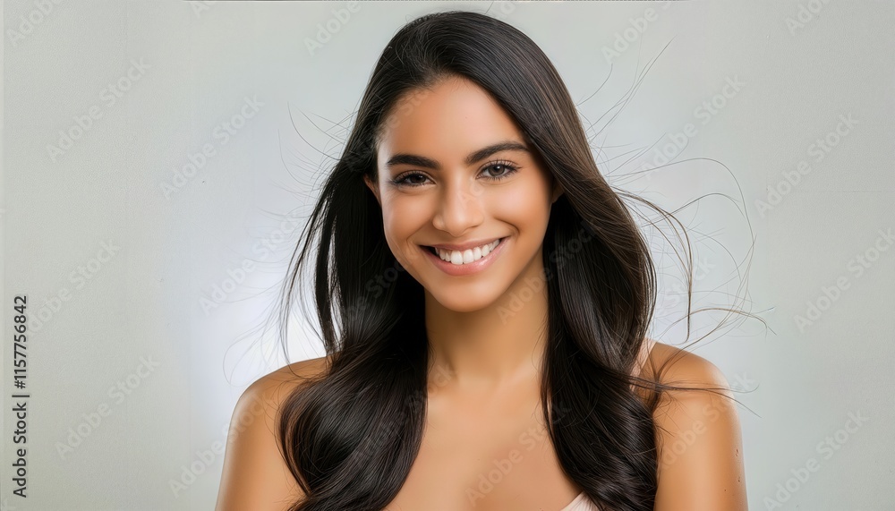 Closeup Portrait of a Beautiful Young Latin Hispanic Model Woman Smiling Radiantly with Clean Teeth, Capturing the Essence of Youthful Beauty and Confidence in a Stunning Photograph chars Closeup Portrait of a Beautiful Young Latin Hispanic Model Woman Smiling Radiantly with Clean Teeth, Capturing the Essence of Youthful Beauty and Confidence in a Stunning Photograph chars