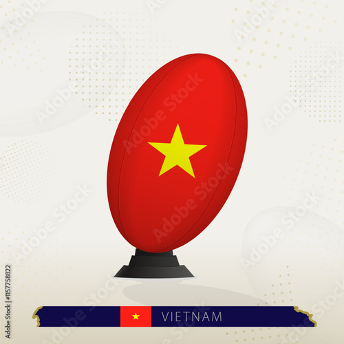 Vietnam Rugby Ball on Rugby Kicking Tees with Modern Design.