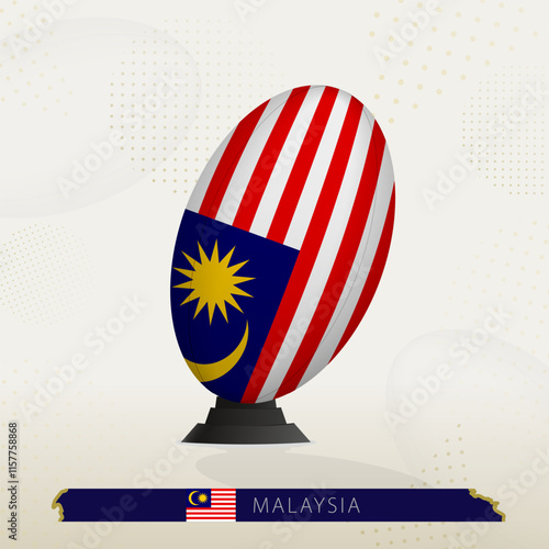 Malaysia Rugby Ball on Rugby Kicking Tees with Modern Design.