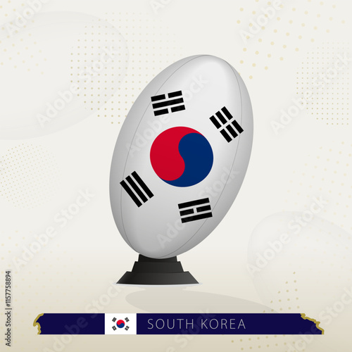 South Korea Rugby Ball on Rugby Kicking Tees with Modern Design.