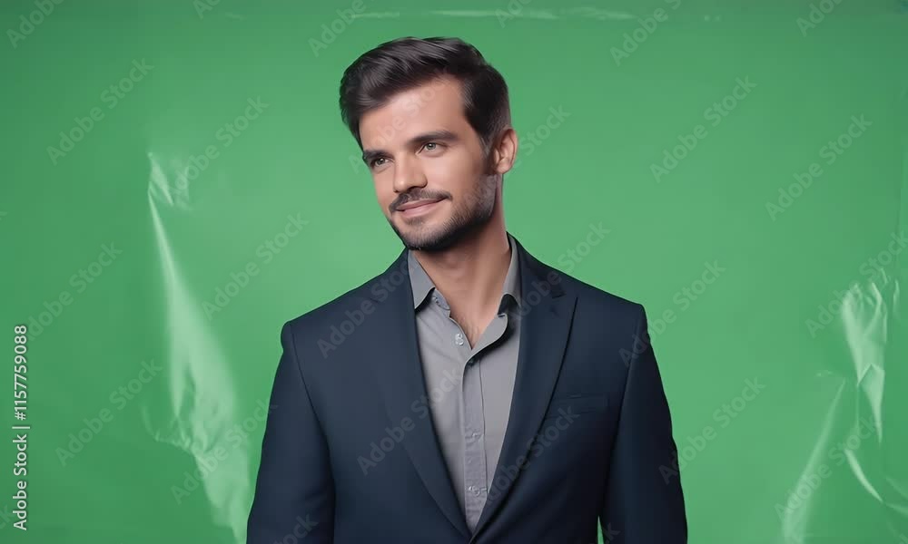 Professional Man Presenting Printer Ink Cartridges Against Green Screen Professional Man Presenting Printer Ink Cartridges Against Green Screen