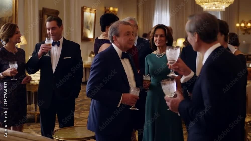 Guests enjoying a quick welcome drink while waiting at a luxurious hotel reception. Guests enjoying a quick welcome drink while waiting at a luxurious hotel reception.