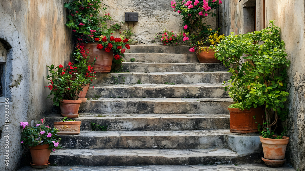 Naklejka premium Rustic old stairs with a beautiful vintage look