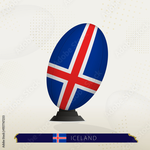 Fotografie Iceland Rugby Ball on Rugby Kicking Tees with Modern Design.
