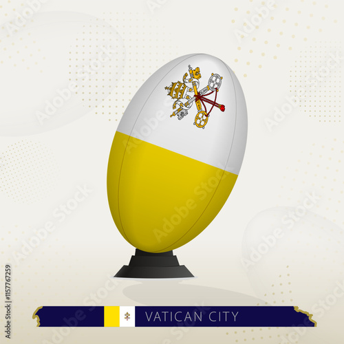 Vatican City Rugby Ball on Rugby Kicking Tees with Modern Design.