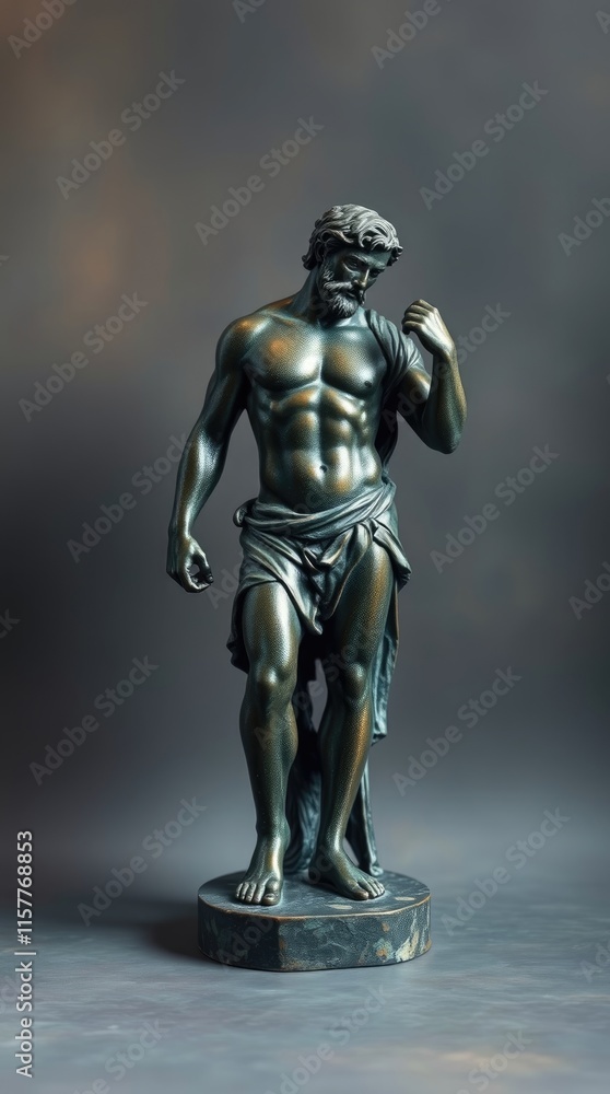 This bronze statue of Hercules depicts the mythological hero in a strong, confident stance, highlighting intricate craftsmanship and attention to detail This bronze statue of Hercules depicts the mythological hero in a strong, confident stance, highlighting intricate craftsmanship and attention to detail