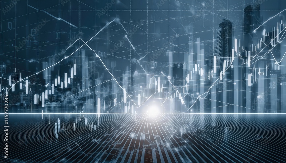 AIDriven Stock Market Analysis A Futuristic Financial Graph Illustrating Technology Trends and Chart Lines on an Abstract Background for Enhanced Data Visualization AIDriven Stock Market Analysis A Futuristic Financial Graph Illustrating Technology Trends and Chart Lines on an Abstract Background for Enhanced Data Visualization