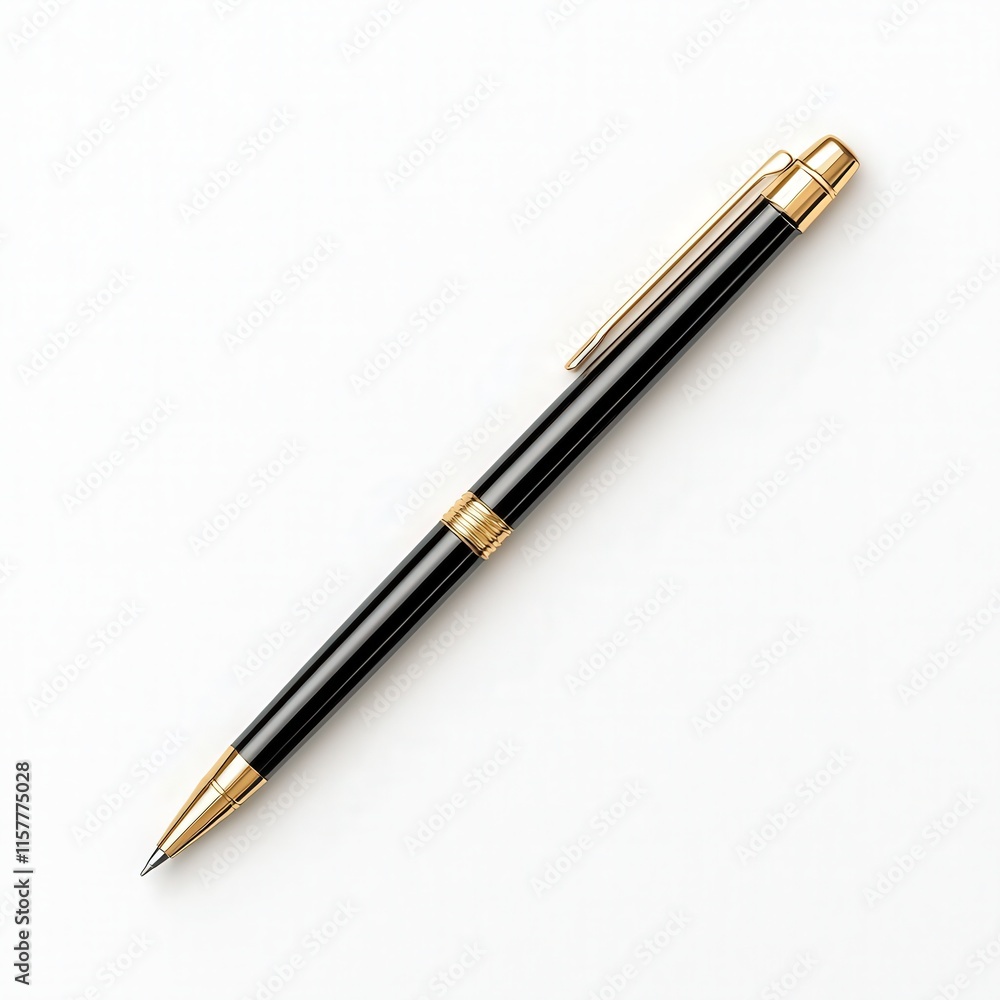A sleek black pen with gold accents, perfect for professional settings and business meetings, symbolizing elegance and sophistication. A sleek black pen with gold accents, perfect for professional settings and business meetings, symbolizing elegance and sophistication.