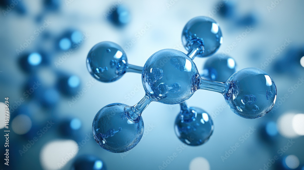Intricate Blue Molecule Structure 3D Illustration for Scientific Exploration and Study Intricate Blue Molecule Structure 3D Illustration for Scientific Exploration and Study