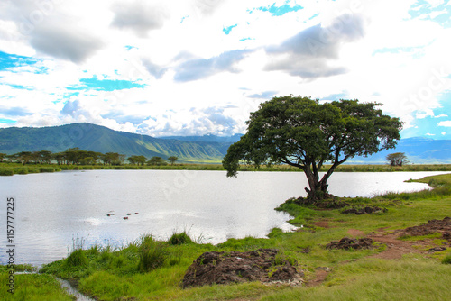 Village in Tanzania, scenic landscpape of Africa.