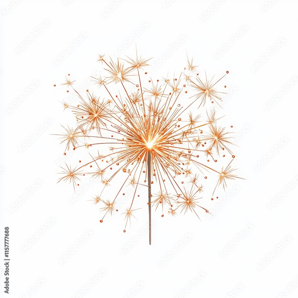 Obraz premium A stunning golden dandelion puff, capturing intricate details and textures against a minimalist white background.