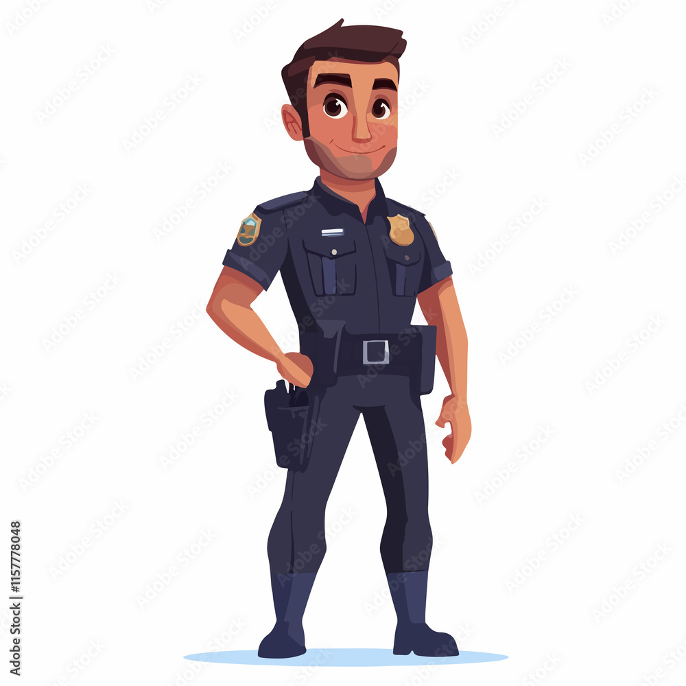 Cartoon Police Officer Vector Illustration for Isolation Purposes in Law Enforcement Sector Cartoon Police Officer Vector Illustration for Isolation Purposes in Law Enforcement Sector