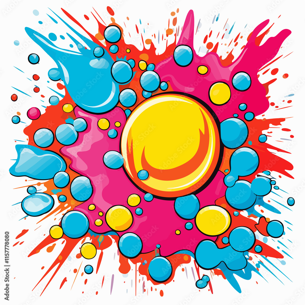 Fototapeta premium Colorful pop art bubble vector illustration for graphic design projects