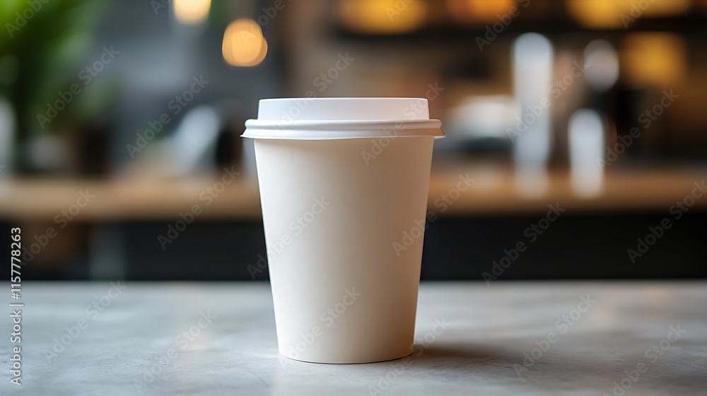 Close-up Photo: Creamy Coffee Cup Mockup, Perfectly Situated on a Cafe Counter. AI Generated Close-up Photo: Creamy Coffee Cup Mockup, Perfectly Situated on a Cafe Counter. AI Generated