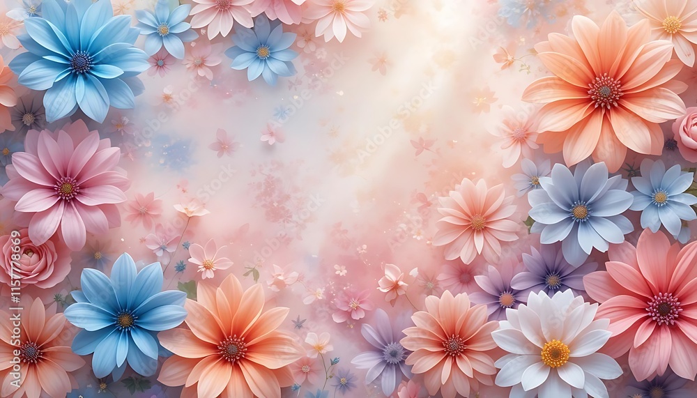Serene Floral Background with Dreamy Textures in Soft Pastel Hues Serene Floral Background with Dreamy Textures in Soft Pastel Hues