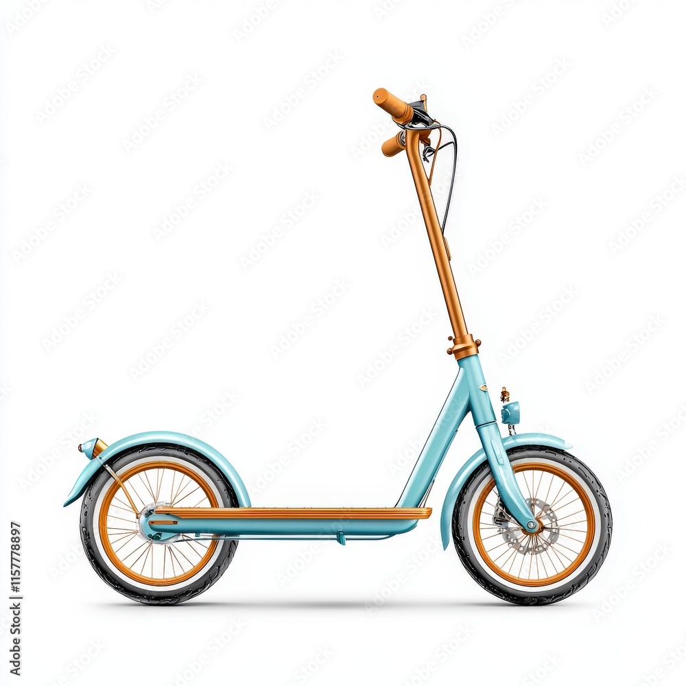 A stylish, modern scooter with a blue frame and wooden accents, perfect for urban transportation and leisurely rides. A stylish, modern scooter with a blue frame and wooden accents, perfect for urban transportation and leisurely rides.