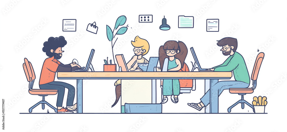 People in the office resolving important details; planning, meeting, office, business. People in the office resolving important details; planning, meeting, office, business.