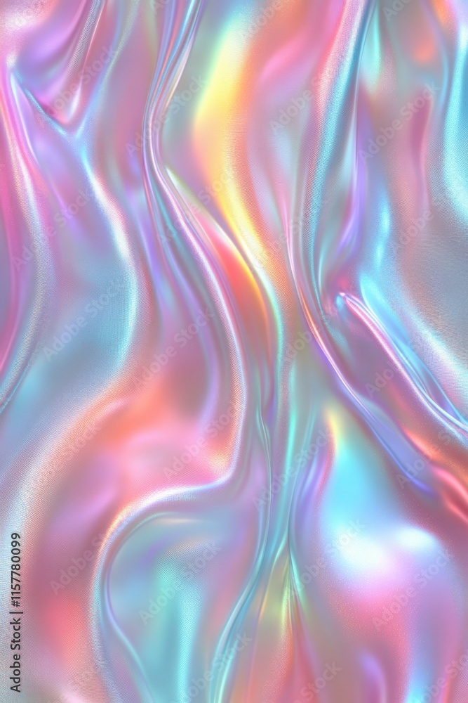 Naklejka premium Iridescent fabric flow in pastel tones with soft gradients and smooth textures, ideal for wallpapers, backgrounds, and creative designs.