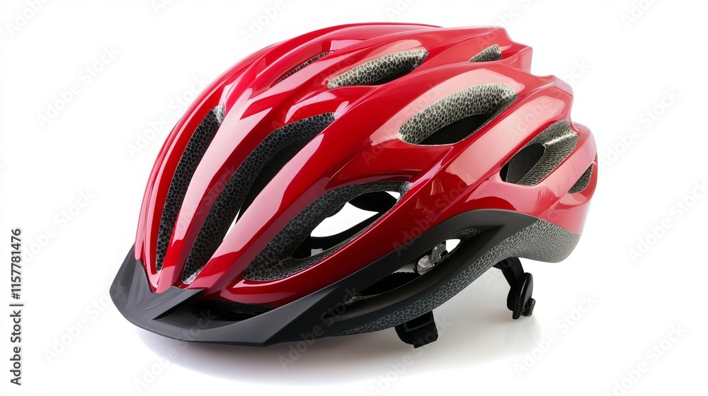A white bicycle safety helmet is pictured on a white background. A white bicycle safety helmet is pictured on a white background.