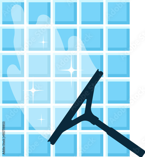 Window washing and cleaning symbol vector, scraper and window
