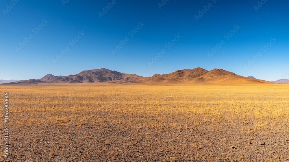 Fototapeta premium Vast Desert Landscape Under a Clear Blue Sky