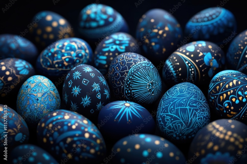 A Beautiful Collection of Intricately Designed Blue Easter Eggs, showcasing exceptional craftsmanship and artistic flair that embody the spirit of seasonal celebrations filled with happiness and joy A Beautiful Collection of Intricately Designed Blue Easter Eggs, showcasing exceptional craftsmanship and artistic flair that embody the spirit of seasonal celebrations filled with happiness and joy