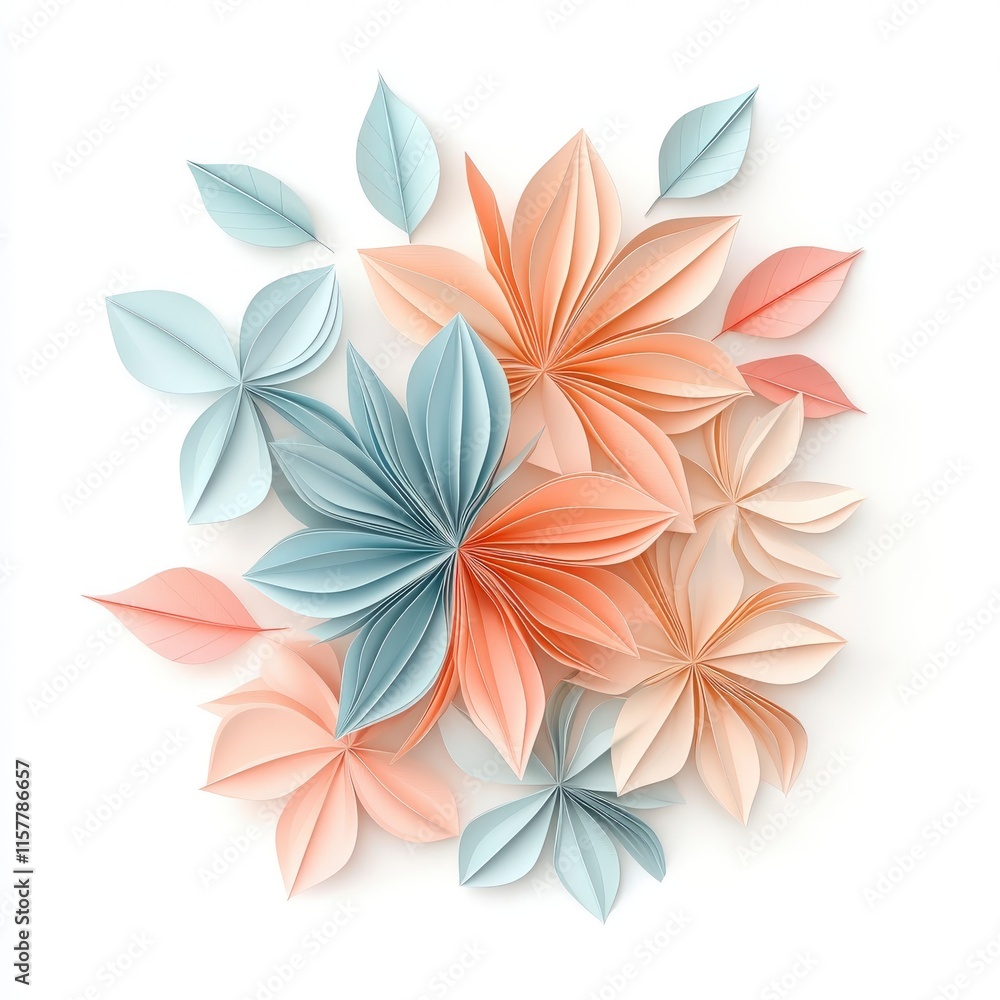 Fototapeta premium Beautifully crafted paper flowers in soft pastel colors, showcasing a delicate and artistic design perfect for decor or inspiration.
