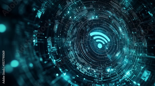 Wallpaper Mural Abstract digital representation of Wi-Fi connectivity in a tech-inspired design. Torontodigital.ca