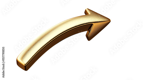 Rising gold arrow 3D render icon showcasing growth and success on a transparent background