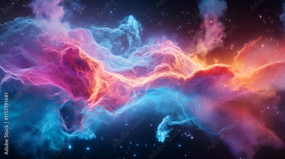 Vibrant Cosmic Nebula: Stunning 3D Rendered Fantasy Art. AI Generated Vibrant Cosmic Nebula: Stunning 3D Rendered Fantasy Art. AI Generated