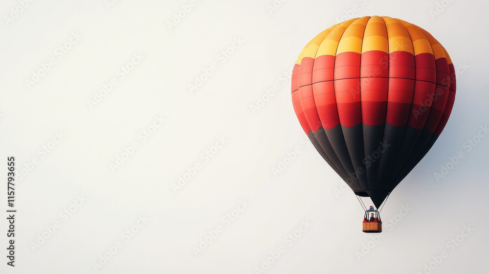 Naklejka premium Red, orange, and black hot air balloon against a white background.