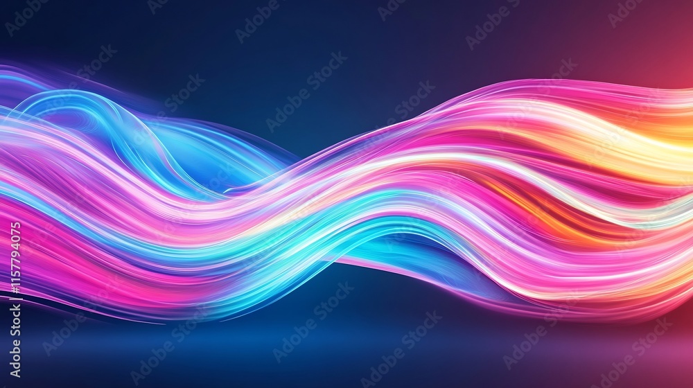 Vibrant Abstract 3D Render: Dynamically Flowing Neon Waves. AI Generated Vibrant Abstract 3D Render: Dynamically Flowing Neon Waves. AI Generated