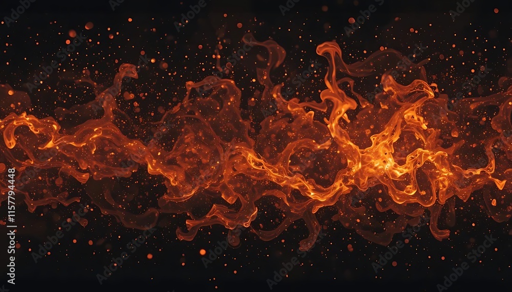 Fototapeta premium Fiery Burn Texture with Embers and Flames on Black Background
