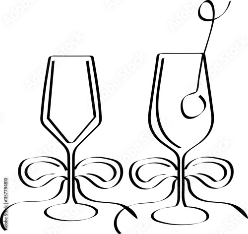 set original icon of a wine glass with an olive in it is drawn with a black outline