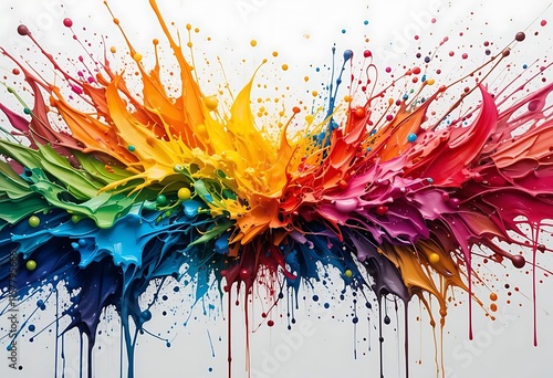 Vibrant Rainbow Paint Splash Artistic Expression
