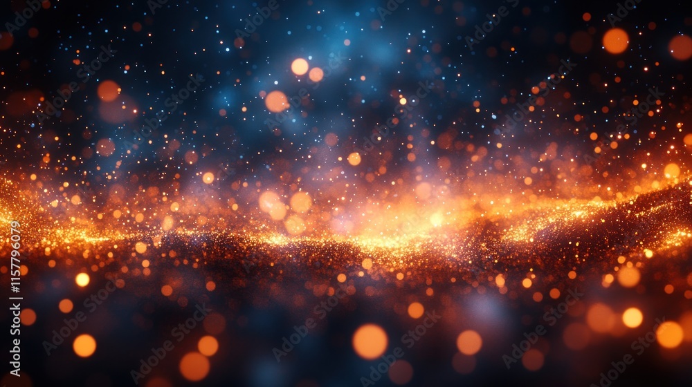 Obraz premium A vibrant abstract representation of glowing particles and light in a cosmic setting.