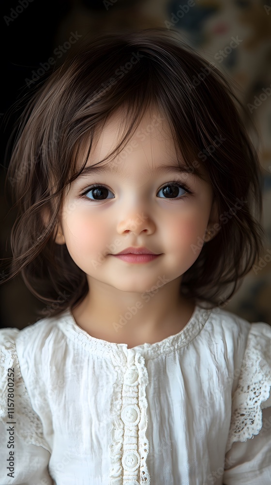 Sweet Innocence: Portrait of a Dark-Haired Girl with Brown Eyes Sweet Innocence: Portrait of a Dark-Haired Girl with Brown Eyes