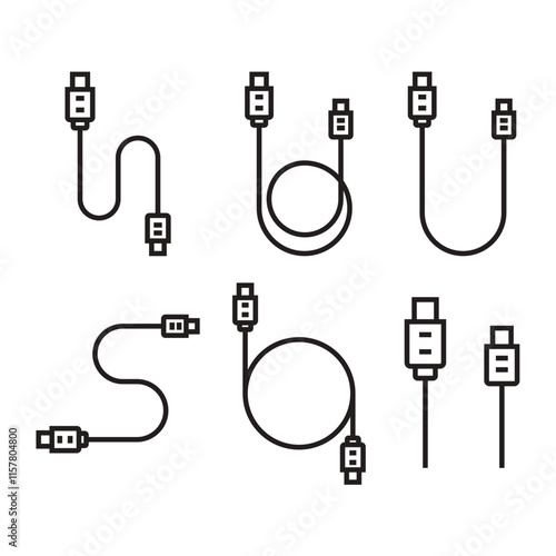 USB Cable Icon Set Vector Design.