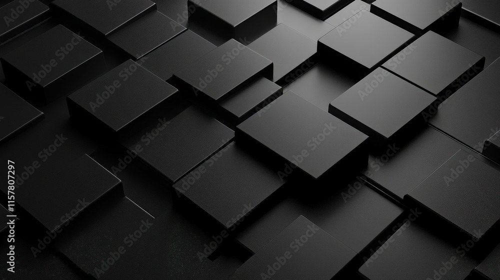 Fototapeta premium Abstract dark gray cubes background.