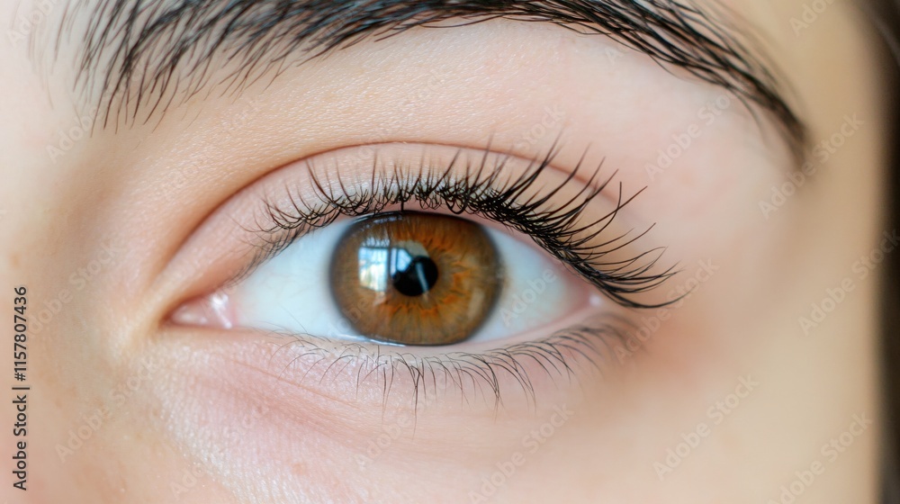 Close-Up of a Beautiful Eye with Brown Iris and Long Lashes Detail Close-Up of a Beautiful Eye with Brown Iris and Long Lashes Detail
