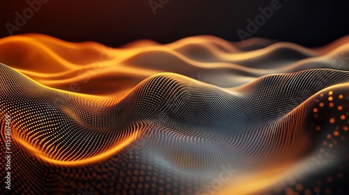 Wallpaper Mural Stunning 3D Render: Abstract Orange Waves Flowing Dynamically in Dark Space. AI Generated Torontodigital.ca