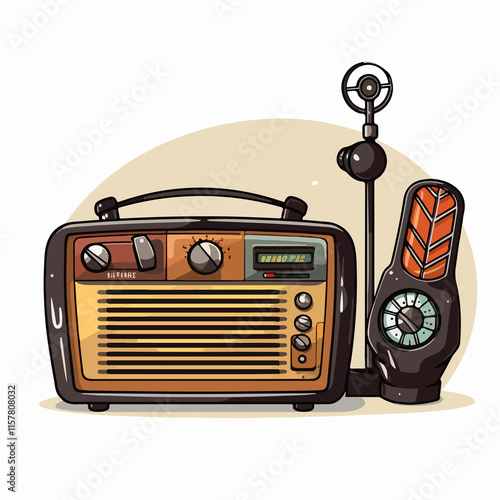 Vintage Radio and Microphone Vector Illustration for Retro Devices Collection photo