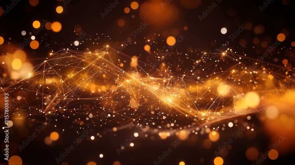 Naklejka premium Abstract golden particles and bokeh lights background.