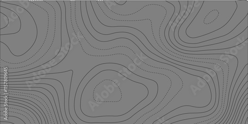 The black grey on white contours vector topography stylized height of the lines. The concept of a conditional geography scheme and the terrain path. Ultra wide. Map vector terrain Illustration.