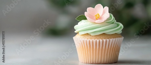 Wallpaper Mural A cupcake with a pink flower on top Torontodigital.ca