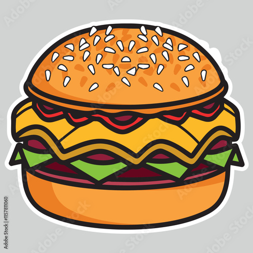 illustration of a fast food hamburger sticker for entrepreneurship