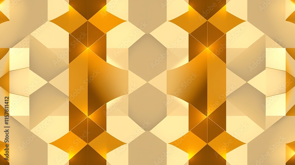 Golden Geometric Symmetry: Abstract background image features a luxurious, symmetrical pattern of gold and beige geometric shapes, creating a rich and opulent visual texture. Golden Geometric Symmetry: Abstract background image features a luxurious, symmetrical pattern of gold and beige geometric shapes, creating a rich and opulent visual texture.